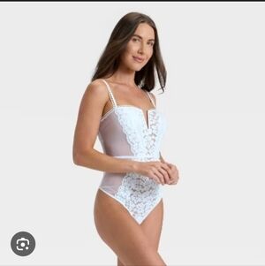 Auden White Lace Bodysuit
